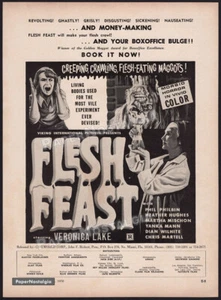 FLESH FEAST__Original 1970 Trade print AD / ADVERT__Veronica Lake__Yanka Mann - Picture 1 of 1