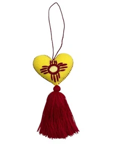 ONE MEXICAN EMBROIDERED NEW MEXICO ZIA , BAG CHARM , DOOR DECOR , HANDMADE , ZIA - Picture 1 of 3