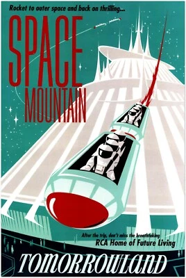 Disney Attraction Poster -  Space Mountain - Disneyland Vintage Poster - Image 1 of 4