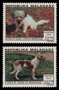 Madagascar 1974 - Mi-Nr. 726-727 ** - MNH - Perros / Perros - Imagen 1 de 1