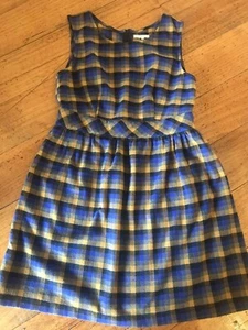 Tulle, Mustard & Blue Short Dress, Pockets, Size L / 10 - Picture 1 of 5