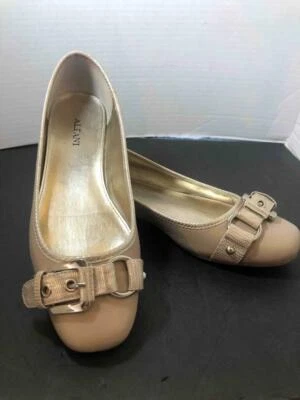 Балетки Alfani желтовато-коричневые кожа золотой змеиный акцент серебряная фурнитура пряжка размер 6,5 М - Изображение 1 из 4