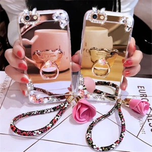 For iPhone 13 Pro Max 12 11 XS XR 8 7 Luxury Diamond Mirror Case With 360 Ring - Photo 1 sur 8