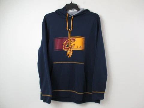 Adidas Sweatshirt Mens Extra Large XL Cleveland Cavaliers Hoodie Blue Pullover Cover
