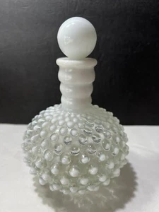 Vintage Fenton Opalescent Hobnail Perfume Bottle Wrisley Milk Glass Clear - Picture 1 of 5