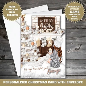 Personalisierte Weihnachtskarte weibliches Mädchen Tochter Schwester Freundin Frau 189 - Bild 1 von 12