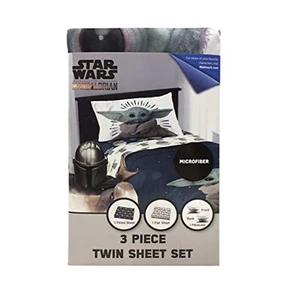Star Wars The Mandalorian Soft Polyester 3 Piece Twin Bedding Sheet Set for Kids - Picture 1 of 4
