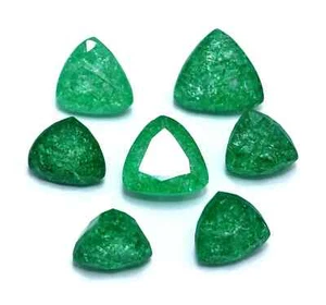 Natural Colombian Green Emerald Trillion Faceted Cut Gemstone Lot 65 Ct/7-9 Pcs - Picture 1 of 15