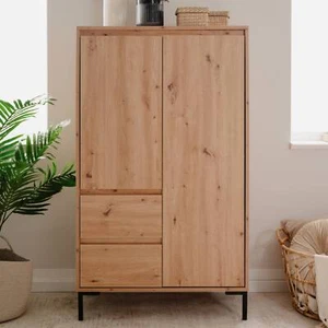 Kommode mit 2 Schubladen Holz Highboard Massiv Eiche Sidebaord Homestyle4u - Bild 1 von 9