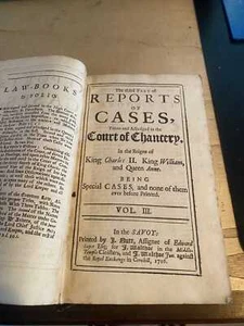 3rd Part of Reports of Cases Taken in the Court of Chancery Vol 3 1716 Poor HB - Bild 1 von 1