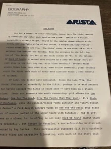 the kinks vintage arista records press release - Picture 1 of 6