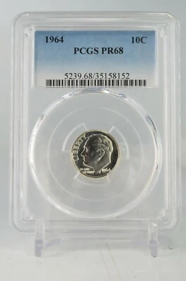 PR68 1964 PCGS GRADED PROOF SILVER ROOSEVELT DIME RARE UNCIRCULATED COIN PR 68 - Image 1 of 4