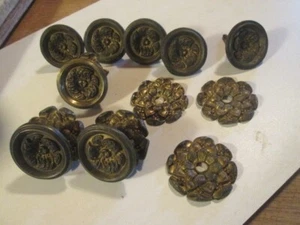 Lot partiel de 8 tirages Sheraton Empire en laiton estampillé véritable quincaillerie ancienne 5648 - Photo 1 sur 7