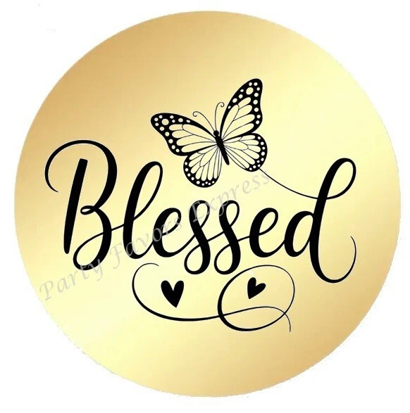 GOLD FOIL BLESSED RELIGIOUS ENVELOPE SEALS LABELS STICKERS PARTY FAVORS - Image 1 of 2