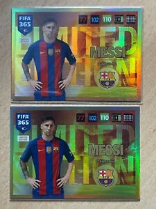 (2) 2017 Panini Adrenalyn XL FIFA 365 Lionel Messi Barcelona Limited Edition