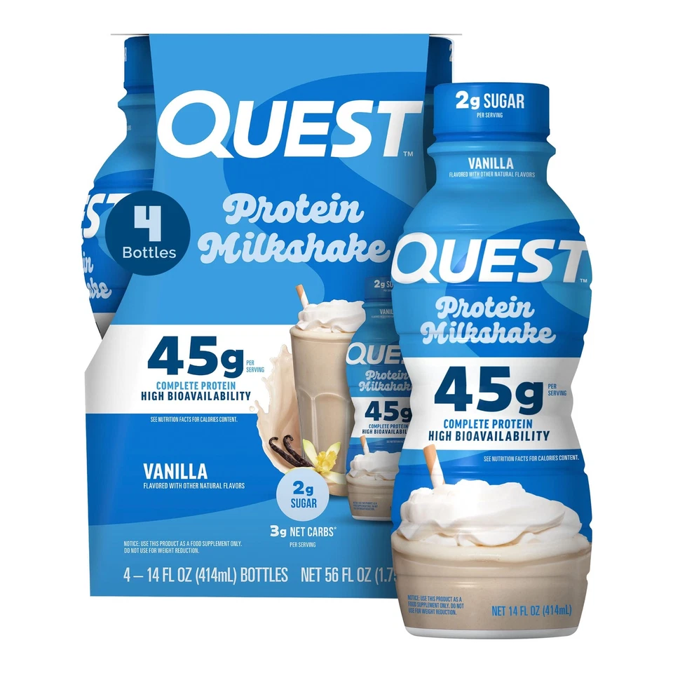Quest Nutrition, 45g High Protein Vanilla Milkshake Ready to Drink, 4 Count - Image 1 of 4