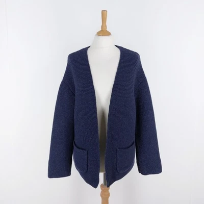 Seasalt Size 16 Navy Chunky Knit 80% Wool Open Front Lavender Fields Cardigan - Image 1 of 4