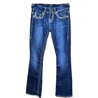 Pantalones de mezclilla azules con bolsillos con solapa adornados bootcut azul talla 1 VIGOSS para mujer Foto 1 de 4