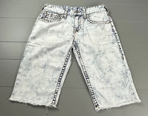 True Religion Men's Size 30 Bleached Distressed  Ripped Denim Jean Shorts - Picture 1 of 17