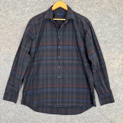 ETRO Button Shirt Mens 45 XL - 2XL Multicolor Purple Plaid Designer Italy - Image 1 of 4