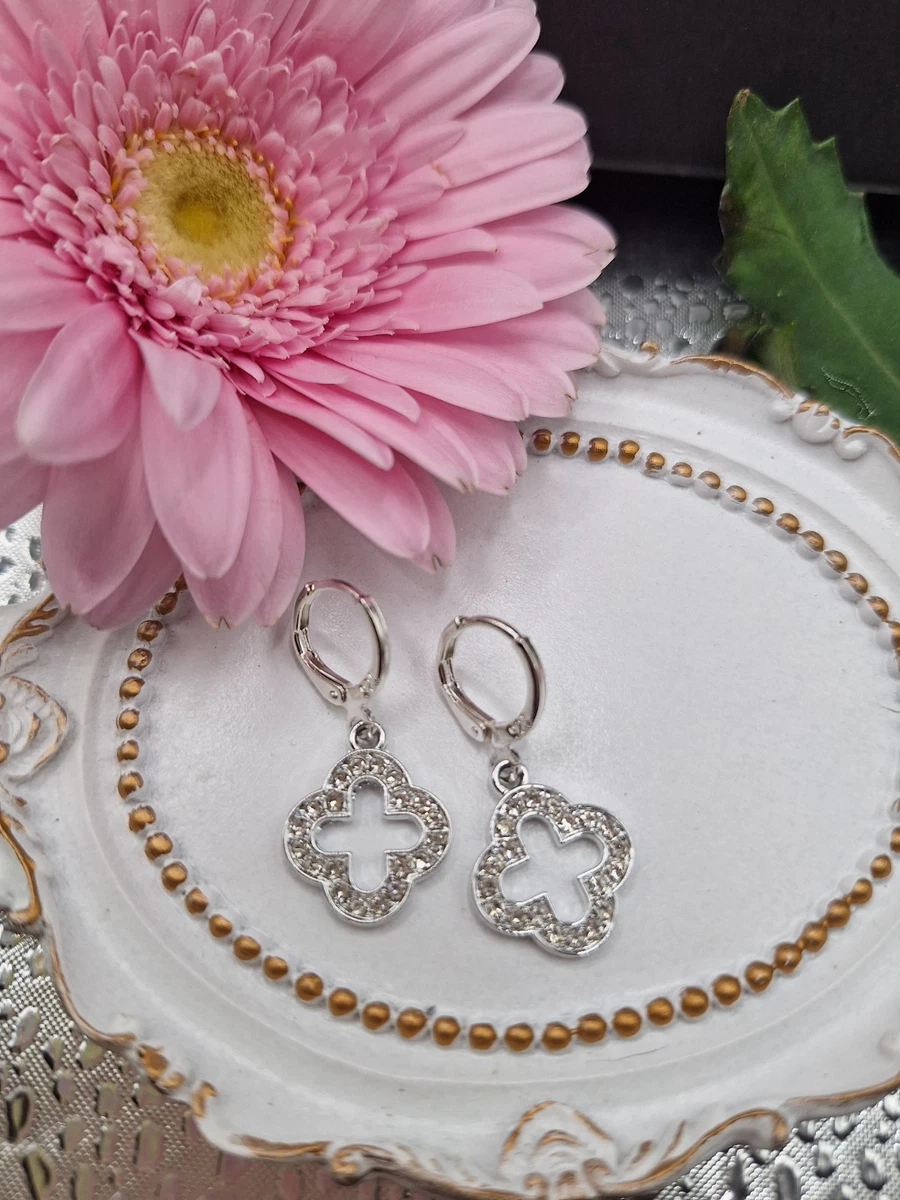 Gold Plated Four Leaf Clover Earrings - Stainless Steel Dangle Earrings For Women