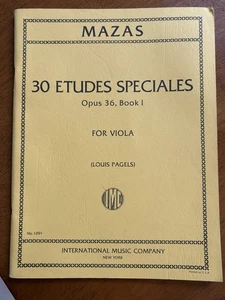 MAZAS 30 ETÜDEN SPECIALES OPUS 36 BUCH 1 LOUIS PAGELS NOTENBUCH FÜR BRATSCHE - Bild 1 von 2