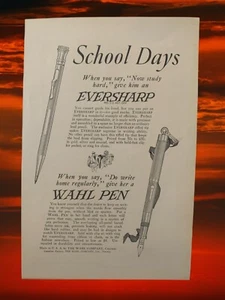Bolígrafo de pared vintage 1922 días escolares anuncio Eversharp - Imagen 1 de 2