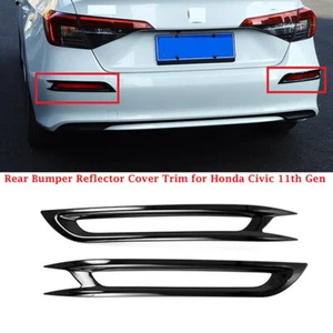Rear Bumper Reflector Cover Trim Glossy Black For Honda Civic 2022-2023 - Picture 1 of 11