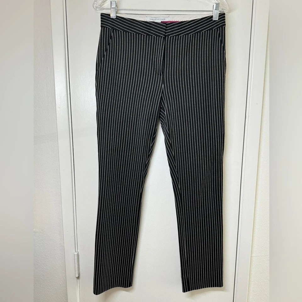 Pantalón Diane Von Furstenberg Negro Blanco A Rayas Trabajo Oficina Talla 6 Foto 1 de 4
