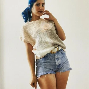 Vintage 1980s Sweater M Chunky Knit Pastel Pink Floral Bouclé Yarn Jumper - Picture 1 of 6