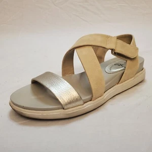 It’s OK Size 6.5 Shimmer Tan Gold Dressy Sandals With Small Heels Great Shape - Picture 1 of 8