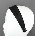 Black Headband 1 5/8" Wide Shiny Satin Fabric Covered Hair Band No Teeth