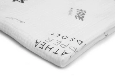 Хлопковый муслин с принтом, двойная марлевая ткань, надписи 50 x 130 см - Изображение 1 из 4