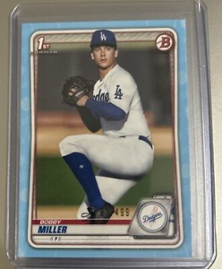 (2) 2020 1ST BOWMAN DRAFT BOBBY MILLER DODGERS SKY BLUE #81/499 & #60/499