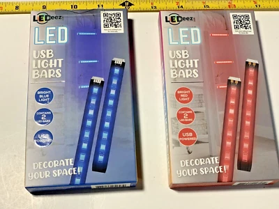 LEDeez BLUE and Red Light Bar 2 Pack Neon Light Glow 5 inch Bars USB NEW - Image 1 of 4