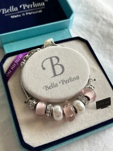 Stunning Bella Perlina Sterling Silver Charm Bracelet w/Pink and Silver Charms - Picture 1 of 3