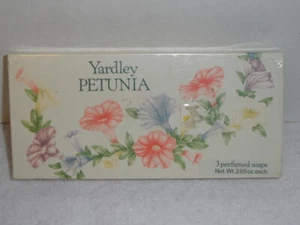 Yardley Petunia 3 Perfumed Soaps In Box Vintage - Picture 1 of 2