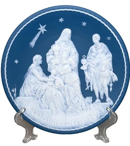 Villeroy und Boch Weihnachten 1978 Teller Mettlach Made in Germany blau weiß - Bild 1 von 6