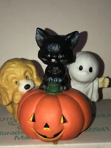 NIB TEENIE HALLOWEENIES PUMPKIN KITTEN PUPPY GHOST 4”x4” FIGURE RUTH MOREHEAD - Picture 1 of 11