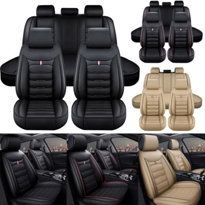 Car Cushion Protector Universal 4 Season Leatherette Car Seat Covers Full Set - Image 1 of 4