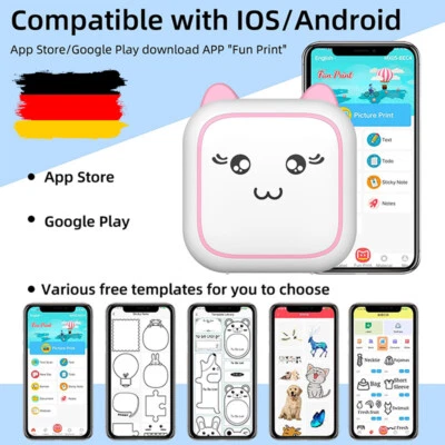 Profi Mini Drucker Pocket Printer für Smartphone Inkless Handy Thermod 6 roll - Bild 1 von 4