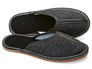 b163 G Herren Filz Pantoffeln - Filz Hausschuhe Gummi Sohlen - Bild 1 von 2