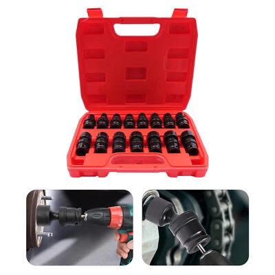 Universal Joint Socket Set, 15-Piece 3/8" Socket Set, Swivel Socket Set - Image 1 of 4