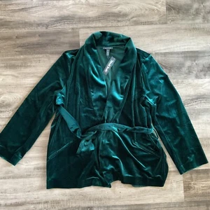 ModCloth Forest Green Velvet Blazer With Waist Tie NWT Size 1X - Picture 1 of 4