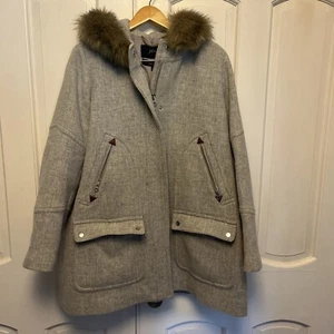 JCrew Parka Italian Stadium Cloth Wool Coat Sz 22 HEATHER DUSK Worn Less  5 Time - Picture 1 of 4