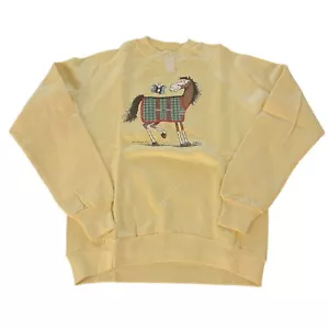 Vintage Jared signiertes Sunbelt Sportswear Pferd gelbes Sweatshirt USA, Größe S neu mit Etikett - Bild 1 von 7