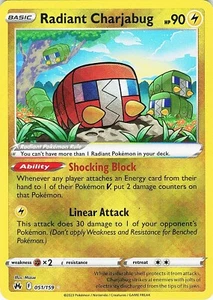 Pokemon Radiante Charjabug 051/159 Corona Zenith Radiante Raro - Imagen 1 de 4