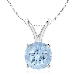 ANGARA 2.3 Ct Natural Aquamarine Pendant Necklace in 14K Solid Gold (AA) - Picture 1 of 34