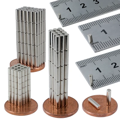 MVT MAGNETE Neodym Magnete 2mm Stabmagnet Mini Magnet N52 N45 Zylinder Stab Länglich 3 - 8mm