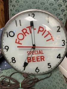 50er Jahre Fort Pitt Bieruhr Werbung Breweriana - Bild 1 von 23